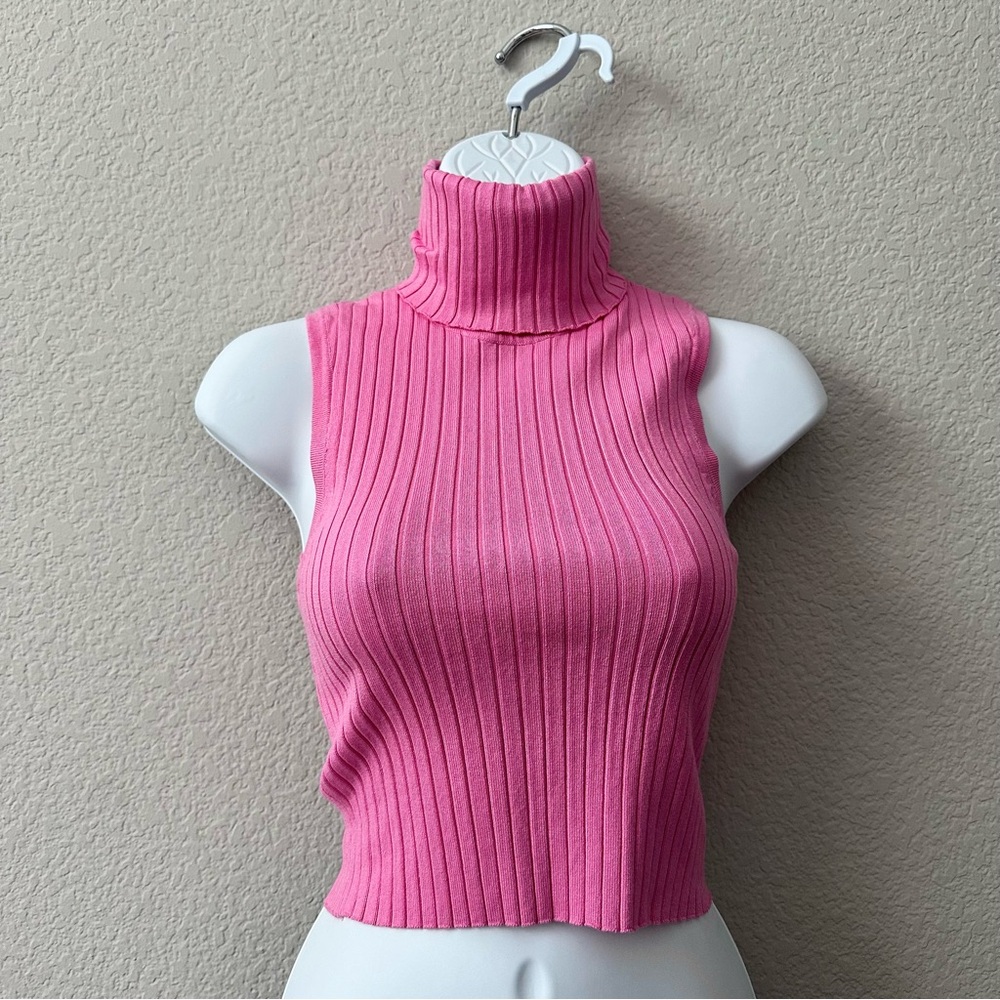 ZARA Ribbed Sleeveless Turtleneck Top - Picture 5 of 6